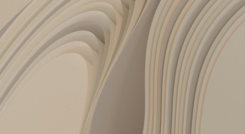 Layered curved forms in warm neutral tones.